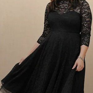 Black Lace Illusion Dress Size 14
